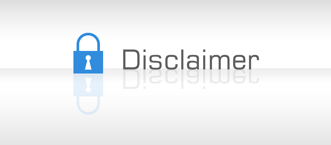 Disclaimer, blue Lock icon (grey white background, reflecting)
