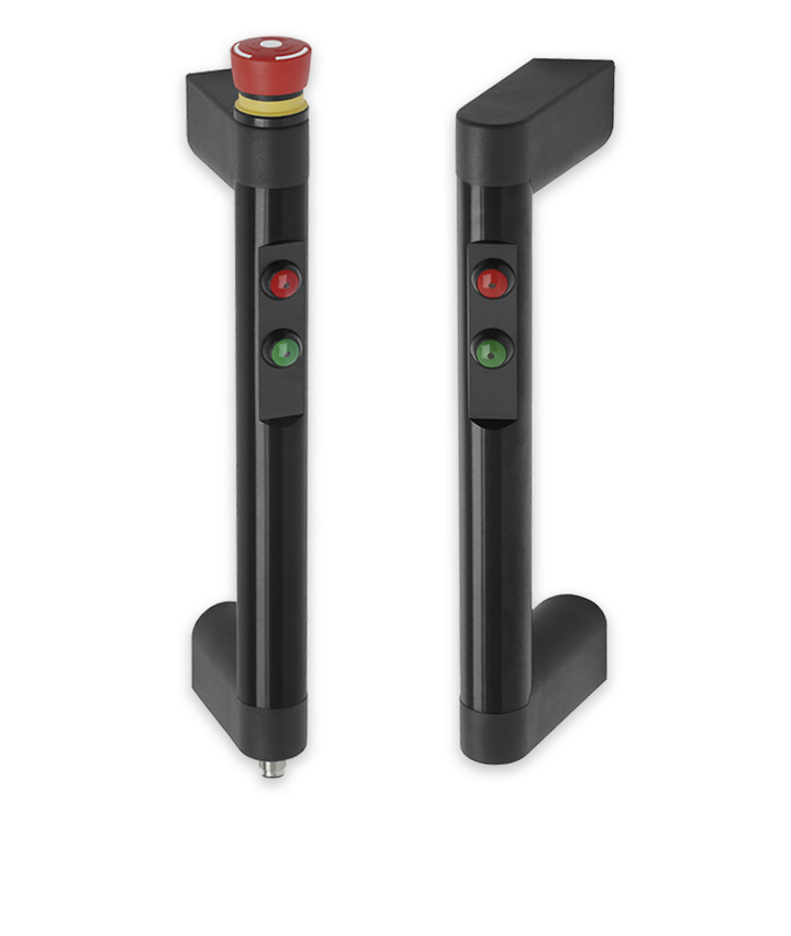Kraus & Naimer Controls: Functional handle FH7-ST02 and FH7-ST05 with LED push button and emergency stop