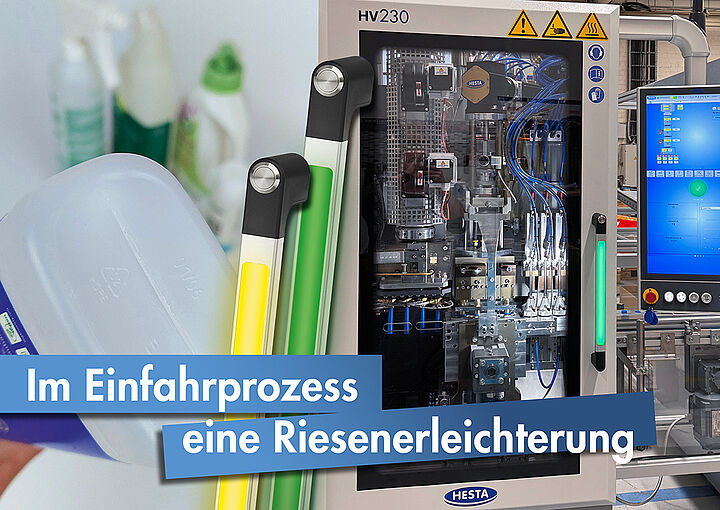 Kraus & Naimer Leuchtgriffe erleichtern Freigabe an Schutztüren der new HESTA Blasformmaschinen