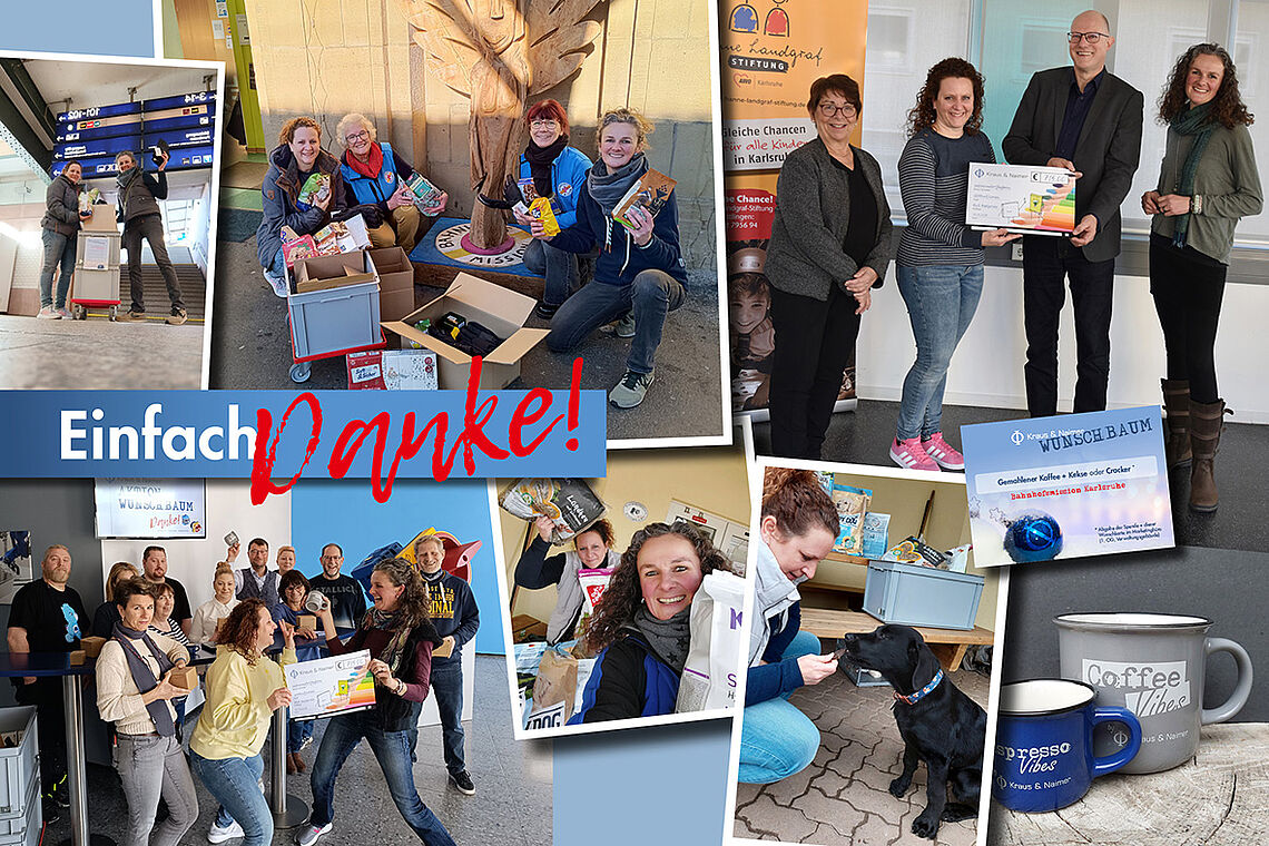 Spendenübergaben aus der Kraus & Naimer Mitarbeiter-Wunschbaum-Aktion – Hersteller Industrieschalter aus Karlsruhe