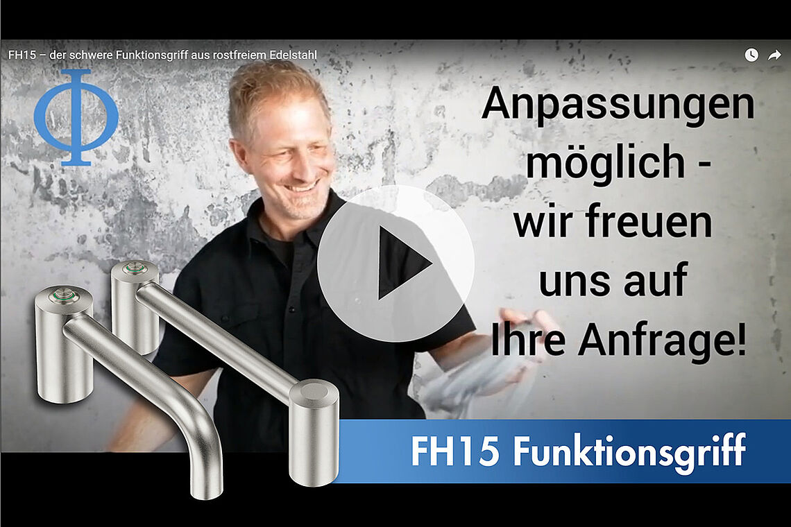 Robuster Funktionsgriff FH15 aus rostfreiem Edelstahl. Maschinengriff, Industriegriff, Maschinenbau, Anlagenbau  Hier kommt der Text und noch zwei Bilder zum Einbauen.