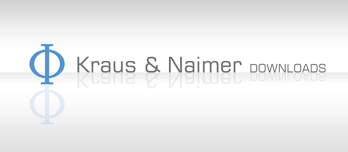 Kraus and Naimer Logo (grey white background, reflecting, Phi, K&N)