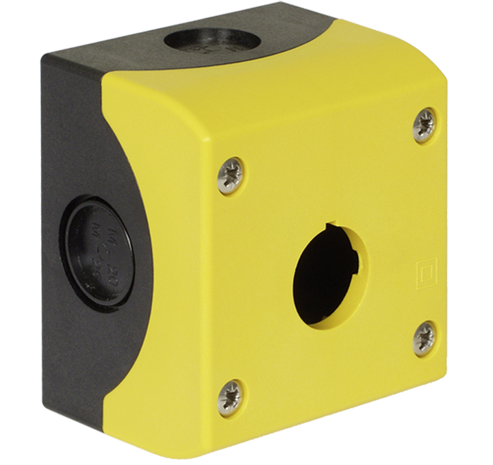 yellow industrial plastic Enclosure for switches (Kraus and Naimer, K&N)